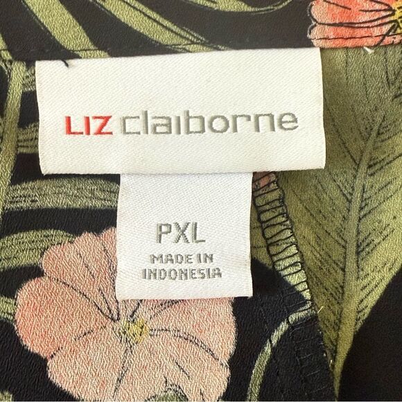 Liz Claiborne Tropical Floral Square Neck Blouse (XL Petite) Off the Shoulder - Picture 8 of 11